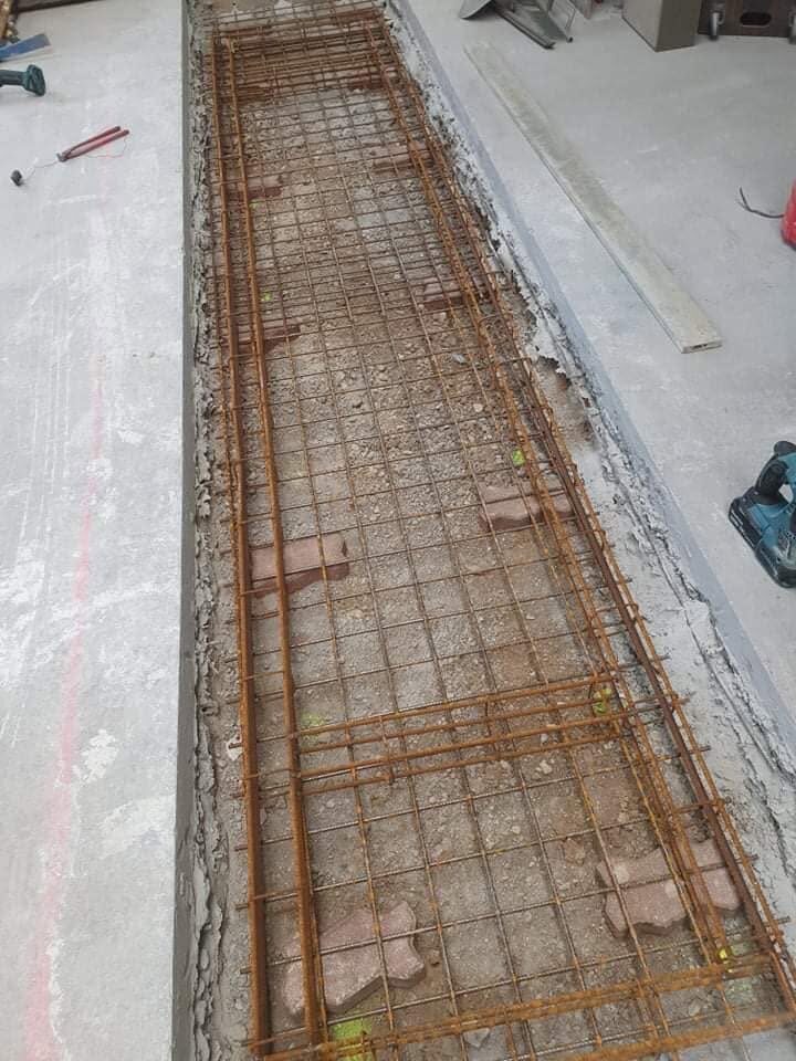 Ferraillage posé avant le coulage d'une dalle béton